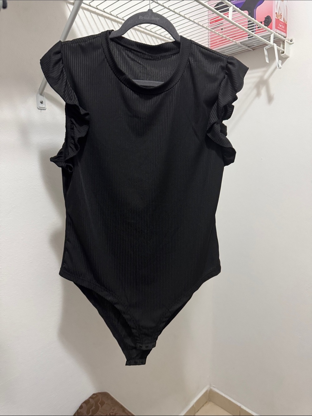 Black Ruffle Sleeve Bodysuit - Women Tops